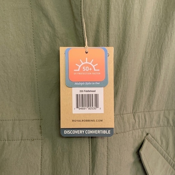 ROYAL ROBBINS VEST to Convertible Jacket Raincoat UPF 30+ SMALL Green NWT - Picture 10 of 10